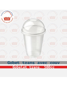 500CC GOBELET TRANSPARENT AVEC COUVERCLE