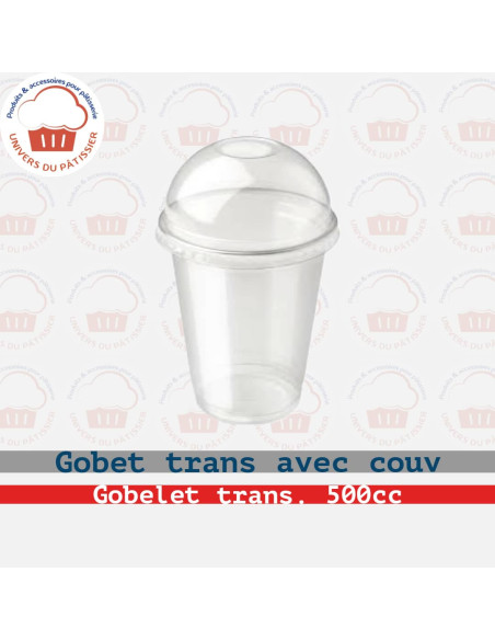 500CC GOBELET TRANSPARENT AVEC COUVERCLE